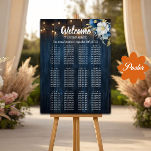 Rustic String Light 12 Tables Seating Chart Poster