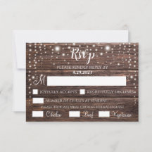Rustic String Light RSVP Card - Customizable