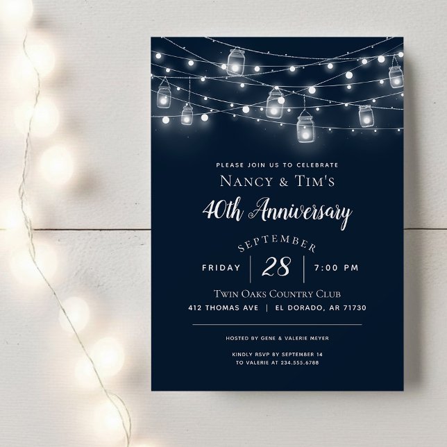 Rustic String Lights Anniversary Party Invitation (Creator Uploaded)