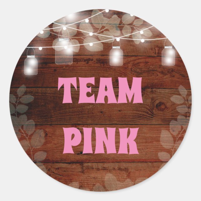 Rustic String Lights Baby Gender Reveal Stickers (Front)