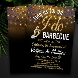 Rustic String Lights Barbecue Engagement Party Invitation