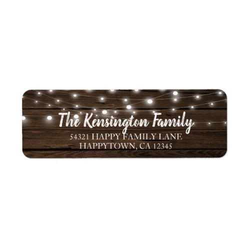 Rustic String Lights Barn Wood Address Label