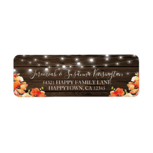 Rustic String Lights Barn Wood Floral Label