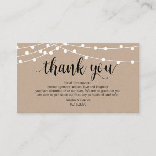Rustic String Lights, Black, Wedding Thank you Enclosure Card