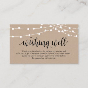 Rustic String Lights, Black, Wedding Wishing Well Enclosure Card