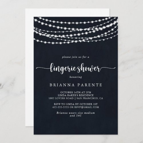 Rustic String Lights Bridal Lingerie Shower  Invitation