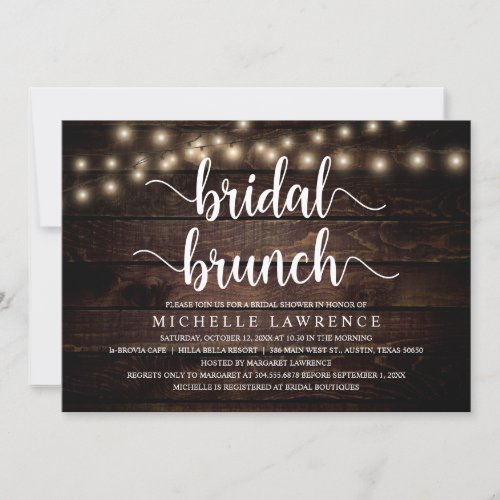 Rustic String Lights Bridal Shower Brunch Invitation