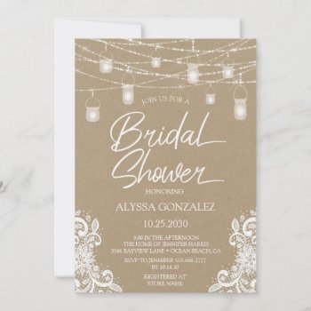 Rustic String Lights Bridal Shower Invitation by naturecrazed at Zazzle