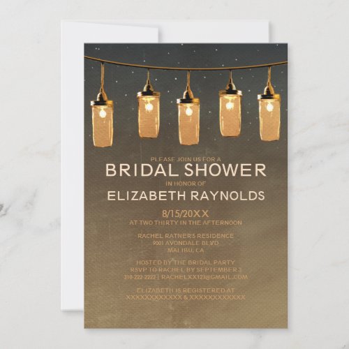 Rustic String Lights Bridal Shower Invitations