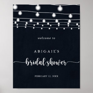 Rustic String Lights Bridal Shower Welcome Poster