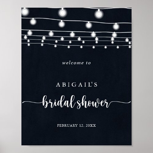 Rustic String Lights Bridal Shower Welcome   Poster