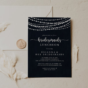 Rustic String Lights Bridesmaids Luncheon Shower   Invitation