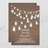 Rustic String Lights Burlap Bridal Shower Invitation (Front/Back)