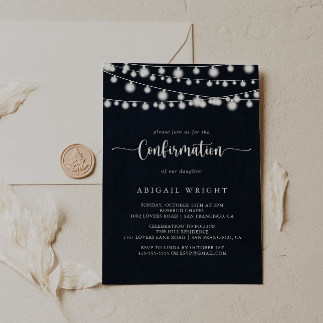 Rustic String Lights Calligraphy Confirmation   Invitation (Creator Uploaded)