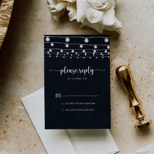 Rustic String Lights Calligraphy RSVP Card