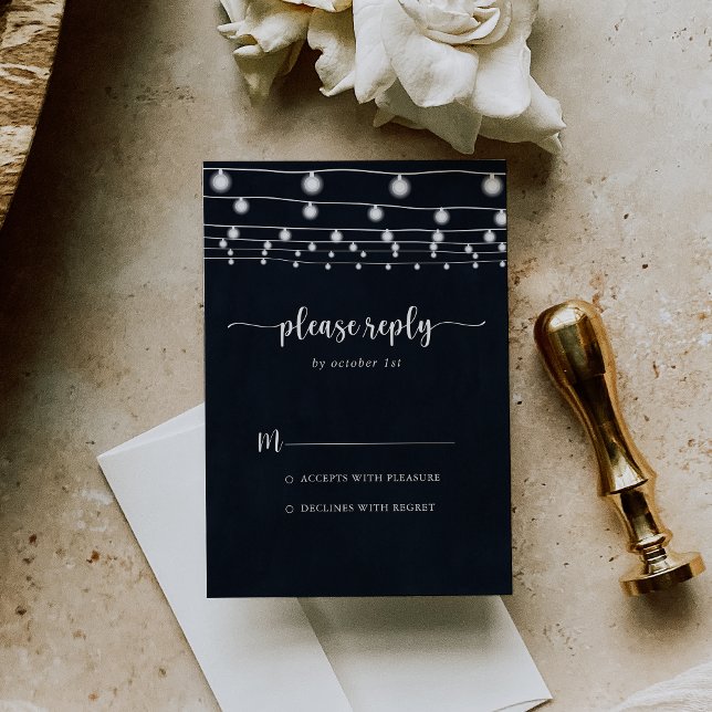 Rustic String Lights Calligraphy RSVP Card (Creator Uploaded)