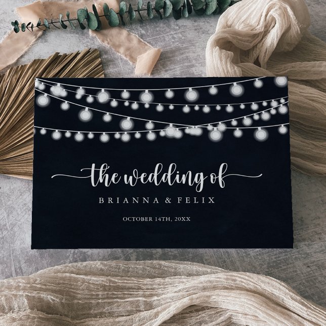 Rustic String Lights Calligraphy Wedding  Guest Book (Creator Uploaded)