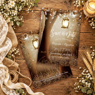 Rustic String Lights Country Barn Wedding Save The Date