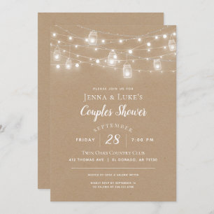 Rustic String Lights Couples Shower Invitation