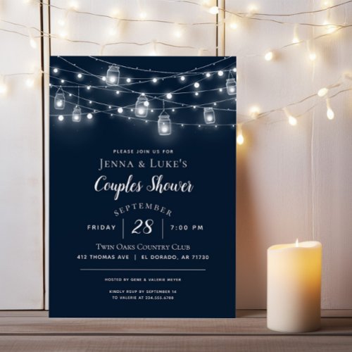 Rustic String Lights Couples Shower Invitation