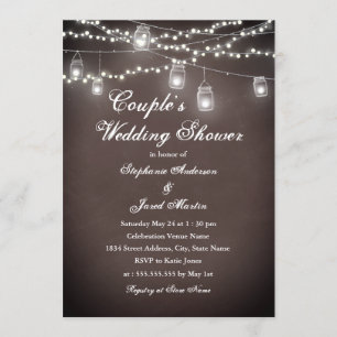 Rustic String Lights Couples Wedding Shower Invitation