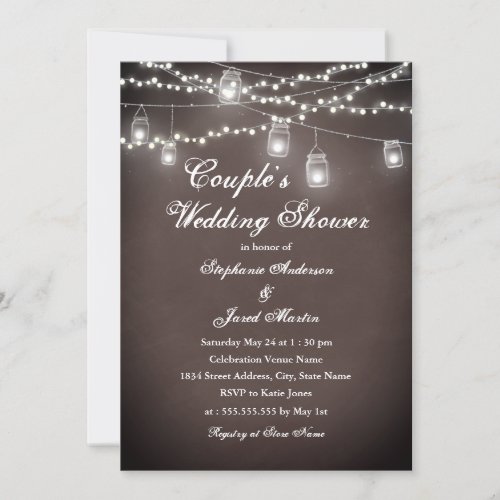 Rustic String Lights Couples Wedding Shower Invitation