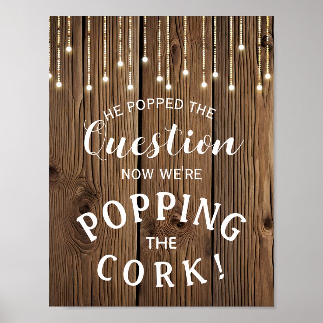 Rustic String  lights ENGAGEMENT Announcement sign (Front)