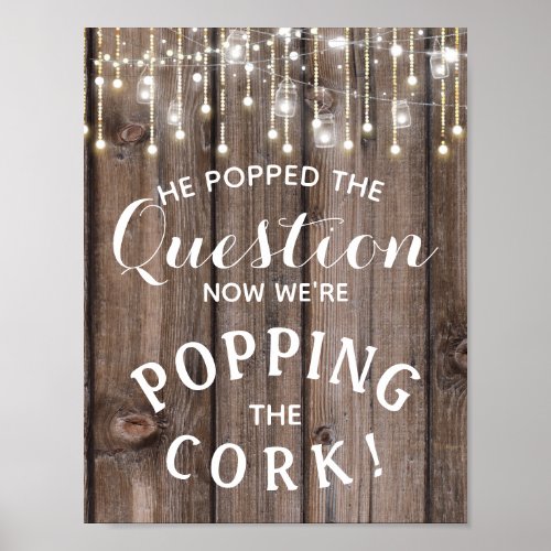 Rustic String  lights ENGAGEMENT Announcement sign