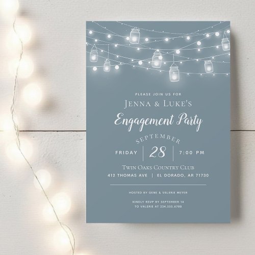 Rustic String Lights Engagement Party Invitation