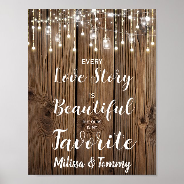 Rustic String lights Every Love story is..wedding Poster (Front)