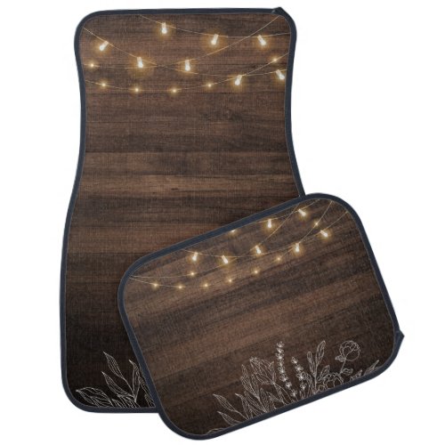 Rustic String Lights Fathers Day Dad Car Floor Mat