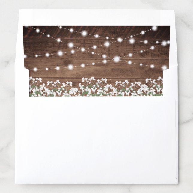Rustic String Lights Floral Baby's Breath Flowers Envelope Liner (In Envelope)