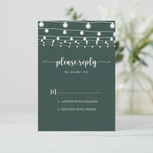 Rustic String Lights Green Calligraphy RSVP