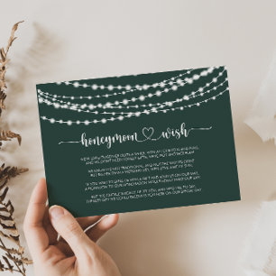 Rustic String Lights Green Honeymoon Wish  Enclosure Card