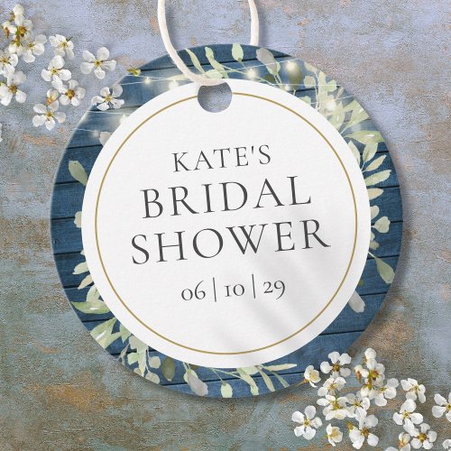 Rustic String Lights Greenery Bridal Shower Favor Tags