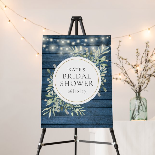 Rustic String Lights Greenery Bridal Shower Foam Board (In Situ (Stand))