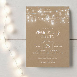 Rustic String Lights Housewarming Party Invitation
