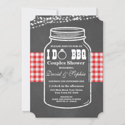 Rustic String Lights I DO BBQ Mason Jar Invite