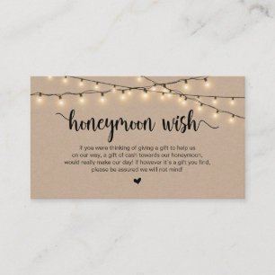 Rustic String Lights, Kraft, Honeymoon Wish Enclosure Card
