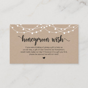 Rustic String Lights, Kraft, Honeymoon Wish Enclosure Card