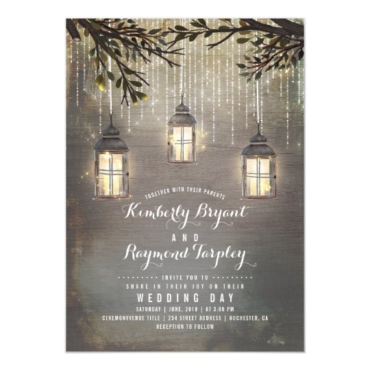 Rustic String Lights Lanterns Country Wedding Invitation Zazzle Com