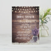 Rustic String Lights Lavender Floral Bridal Shower Invitation (Standing Front)