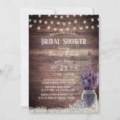 Rustic String Lights Lavender Floral Bridal Shower Invitation (Front)