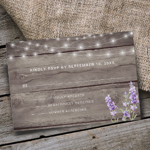 Rustic String Lights Lavender RSVP Card