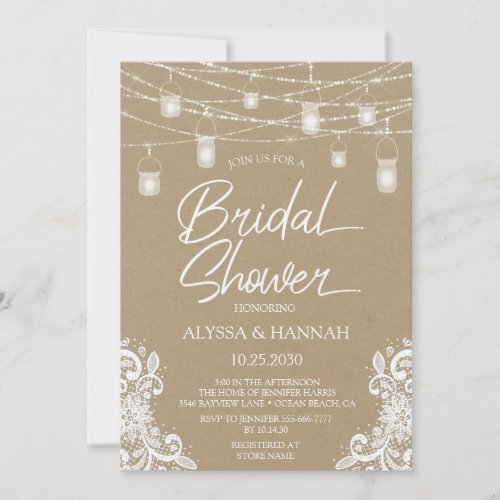 Rustic String Lights LGBTQ Bridal Shower Invitatio Invitation