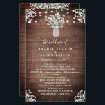 Rustic String Lights Mason Jar Wedding Program<br><div class="desc">This wedding design features dainty watercolor baby's breath flowers in a mason jar vase on a rustic wood background with string lights. Click the customize button for more flexibility in modifying the text. Variations of this design, different paper types, as well as coordinating products are available in our shop, zazzle.com/store/doodlelulu....</div>