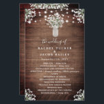 Rustic String Lights Mason Jar Wedding Program<br><div class="desc">This wedding design features dainty watercolor baby's breath flowers in a mason jar vase on a rustic wood background with string lights. Click the customize button for more flexibility in modifying the text. Variations of this design, different paper types, as well as coordinating products are available in our shop, zazzle.com/store/doodlelulu....</div>