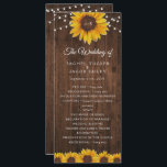 Rustic String Lights Mason Jar Wedding Program<br><div class="desc">This design features pretty painted, watercolor sunflowers on a rustic wood background accented with string lights. Click the customize button for more flexibility in modifying the text. Variations of this design, different paper types, as well as coordinating products are available in our shop, zazzle.com/store/doodlelulu. Contact us if you need this...</div>