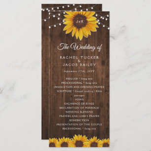 Rustic String Lights Mason Jar Wedding Program