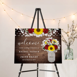 Rustic String Lights Mason Jar Welcome Wedding Foa Foam Board